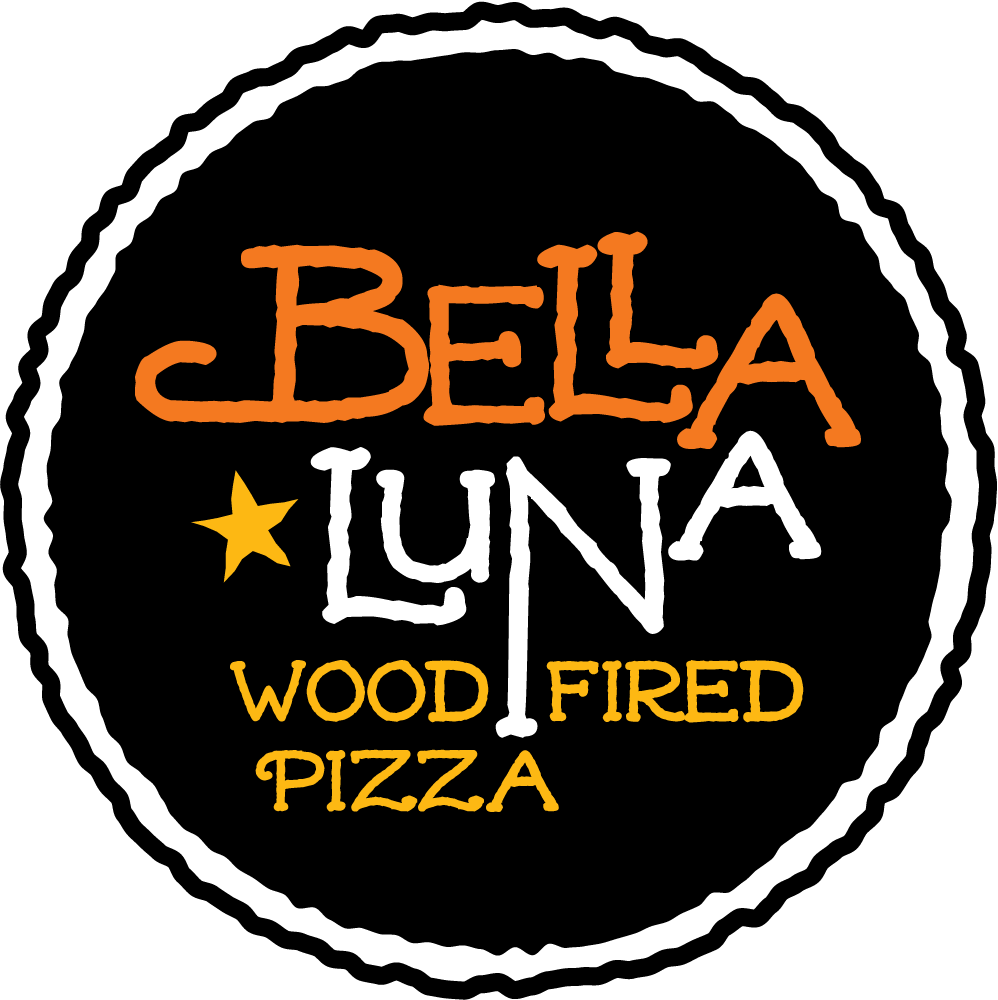 Bella luna wood fired pizza logo.